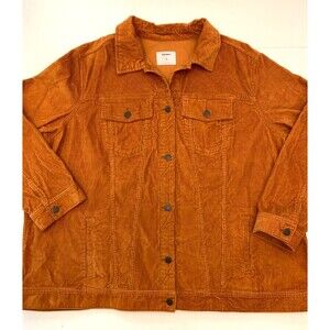 Old Navy Corduroy Jacket Womens 4X Plus Trucker Shacket Button Relaxed Cotton
